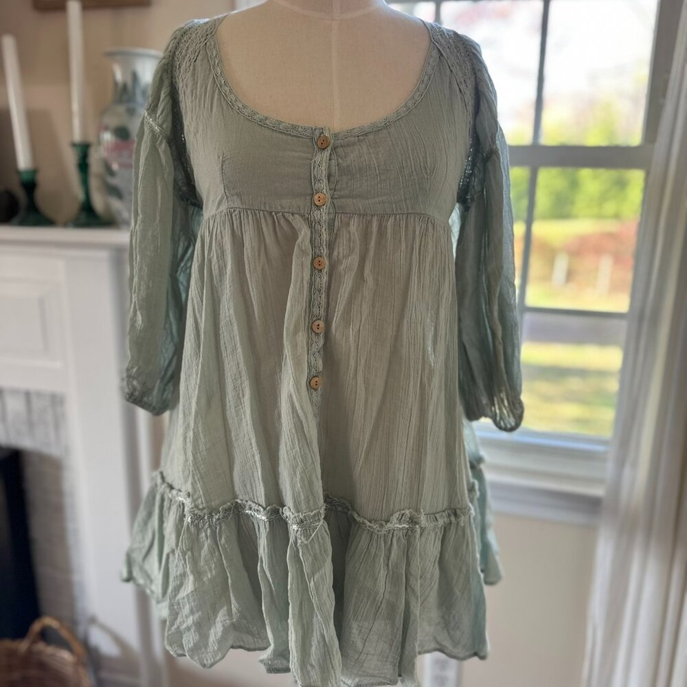 Free People Cora Tunic Open Back Light Green
